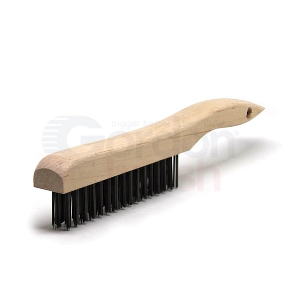 3 x 16 Row 0.013 Carbon Steel Wire and Wood Shoe Handle Scratch Brush, PK12